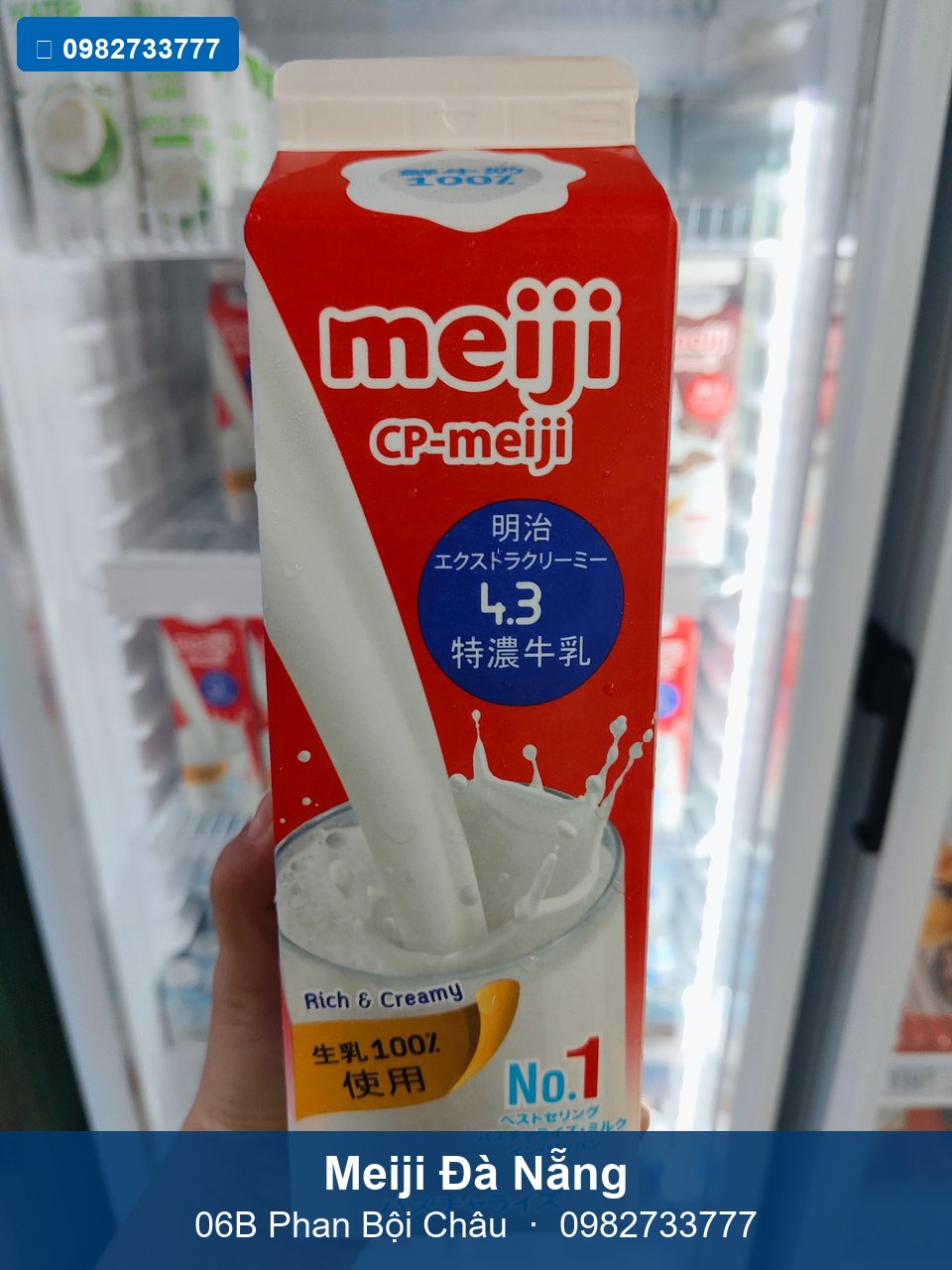 Meiji Deluxe 4.5% trong tủ lạnh cửa hàng Đà Nẵng